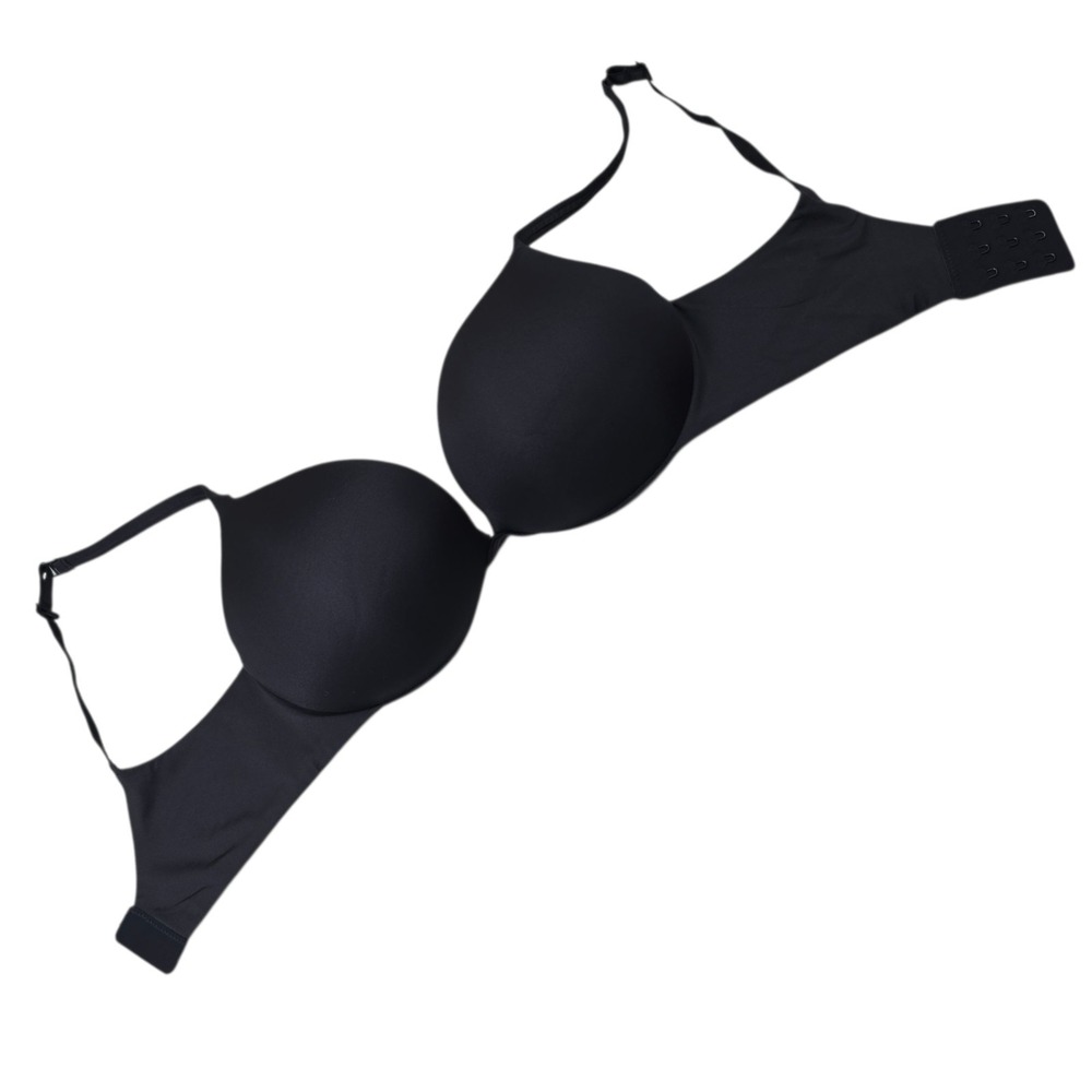Savage X Fenty Push Up Bra Women 32DD Black Nylon Spandex T-Shirt Underwire Lift - Picture 2 of 8